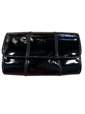Saks Fifth Avenue X Carlos Falchi Womens Black Magnet Clutch Bag Makeup Bag